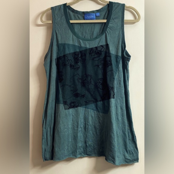 Simply Vera Vera Wang Green Floral Lace Tank L - Picture 1 of 6